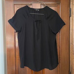 Size XL a.n.a. black short sleeved top with ties